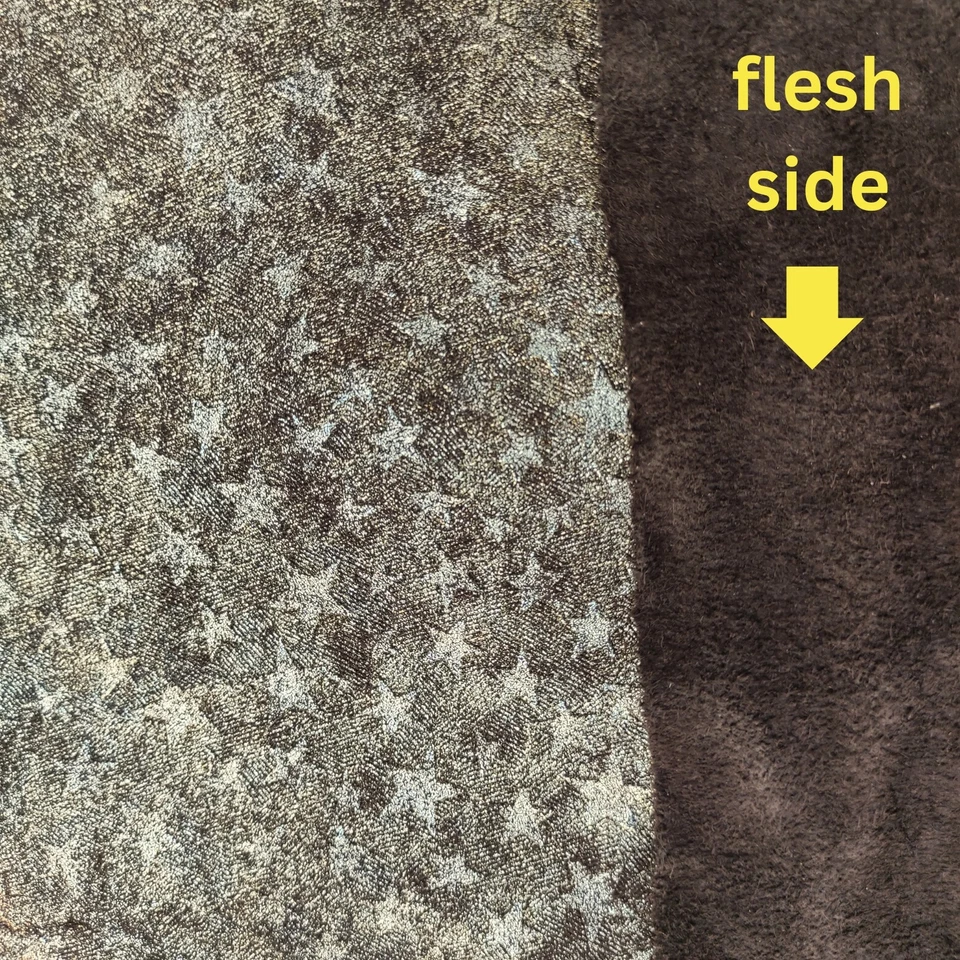 Bronze metallic star embossed luxury suede textured italian calf leather hides - Image 4 of 4