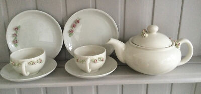 Vintage 1979 Carltonware Myra McDonnell Teekanne zwei Tassen Untertassen Beilagen Teller
