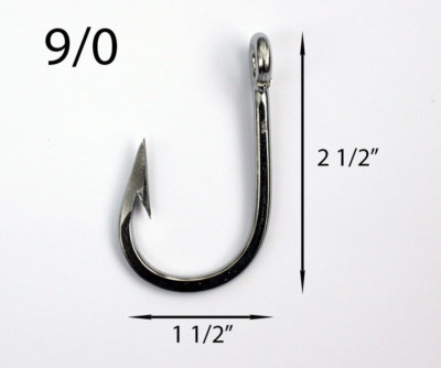 PACK OF 10 Stainless Big Game Sword Size 9/0 Fishing Hooks Marlin, Shark