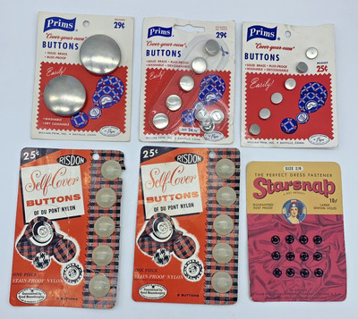 Vintage Lot Prims Risdon Buttons Solid Brass Nylon Starsnap Dress Fasteners