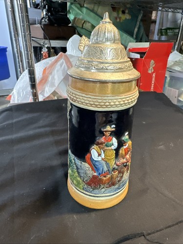 Vintage Deutscher Bierstein Klappdeckel Metall W Germany Musik Trio
