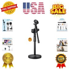 Mic Stand Desk Adjustable Tabletop Microphone Stand with Non-Slip Mic Clip, S...