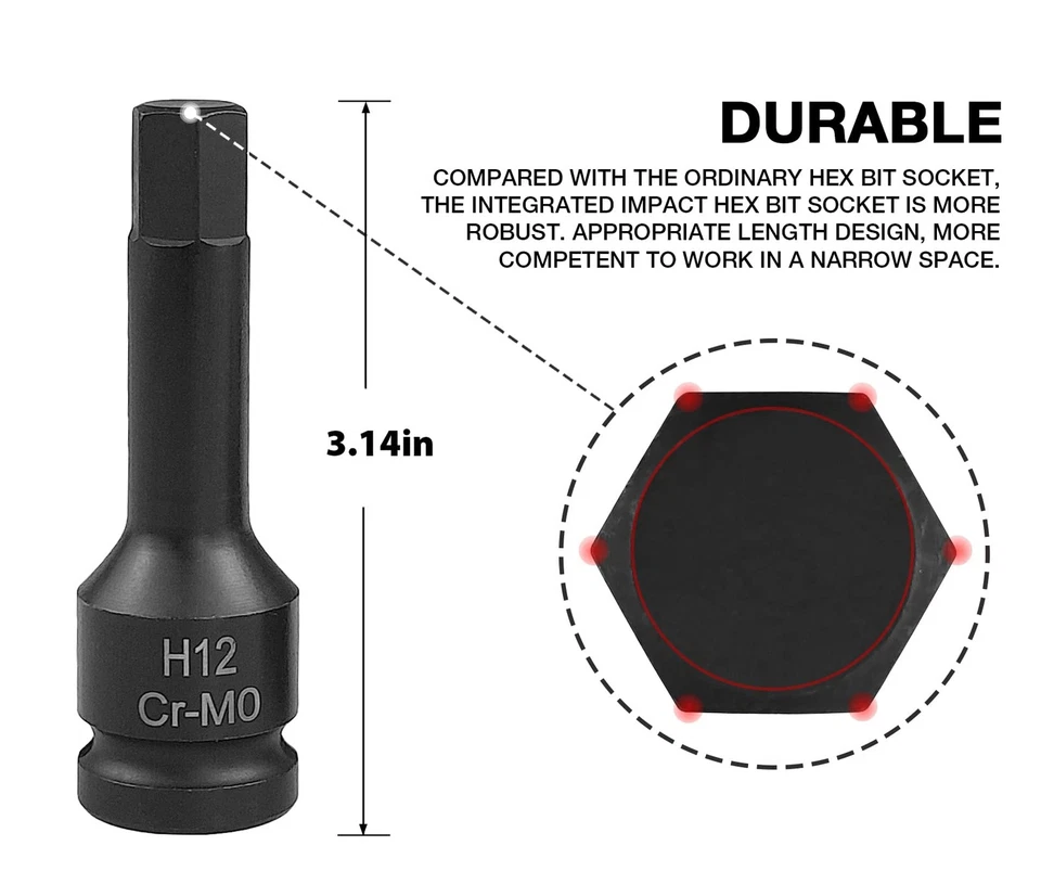 Juego de brocas hexagonales de impacto SEKETMAN 20 piezas 1/2", juego de brocas Allen, 1/4"... Foto 4 de 4