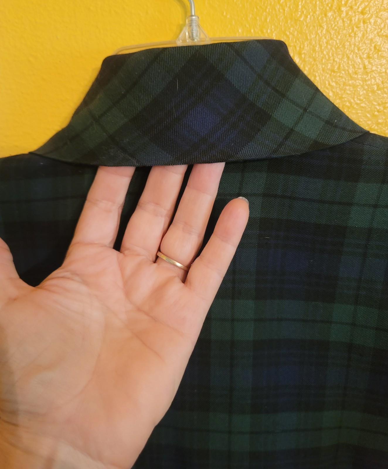 Vintage Guy Laroche Navy Plaid Blouse EU34 US 2-4 Made In France Wool Blend EUC