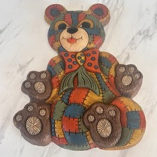 Vintage Nursery Patchwork Teddy Bear Baby Foam Craft Wall Decor 1979 9" x 12" SS