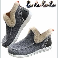 Women's Bootie Slippers Faux Fur Lined Arch Support Multi Colors Fabric Flat