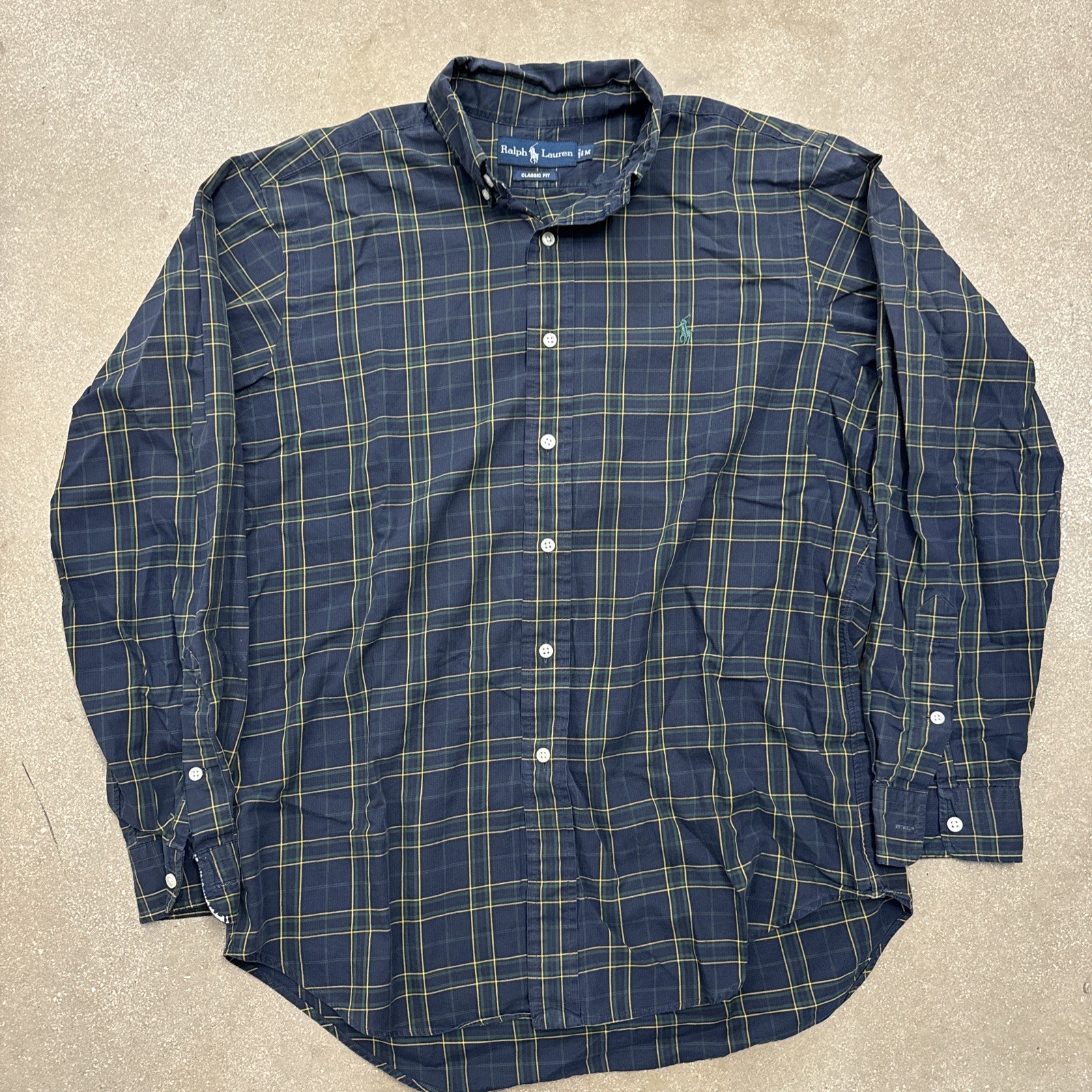 Ralph Lauren Shirt Mens medium Plaid Classic Fit Button Down Long Sleeve flaw