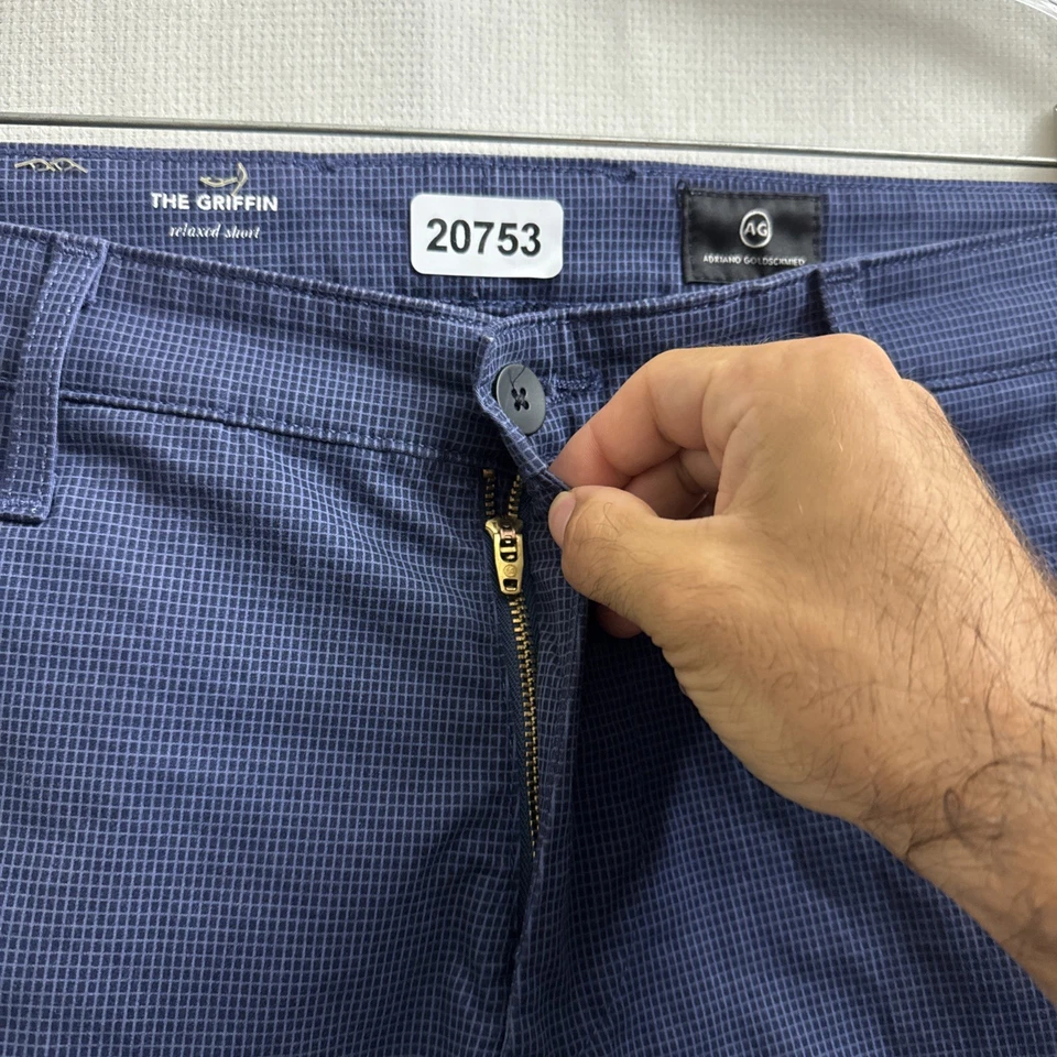 Shorts relaxado AG Goldschmied masculino tamanho 30R azul mistura de algodão The Griffin - Imagem 4 de 4