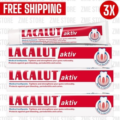 3X Lacalut AKTIV Bleeding Gums Medical Toothpaste 75ml  MADE in GERMANY