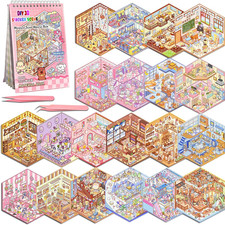 20 Sets DIY 3D Sticker Scene, Sticker Therapy Scenes Collection Book for  Stress