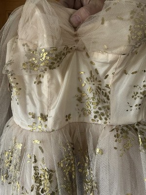 Amazing 1950s Pale Pink & Gold Strapless Prom Dress | eBay Amazing 1950s Pale Pink & Gold Strapless Prom Dress | eBay