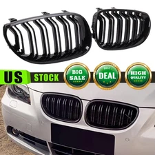 Front Kidney Glossy Black Grille Dual Slats Grill For 2003-2010 BMW E60 E61 M5