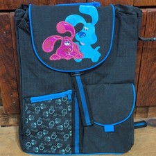 Blue  s Clues Large Kids Backpack Black Blue Fabric Embroidered Hook  Loop