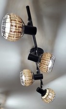 Wicker and Black 4 Bulb Spot Light Fitting