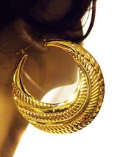LARGE HOOP EARRINGS SWIRL PUFFED GOLD OR SILVER TONE HOOPS 3 INCH HYPOALLERGENIC