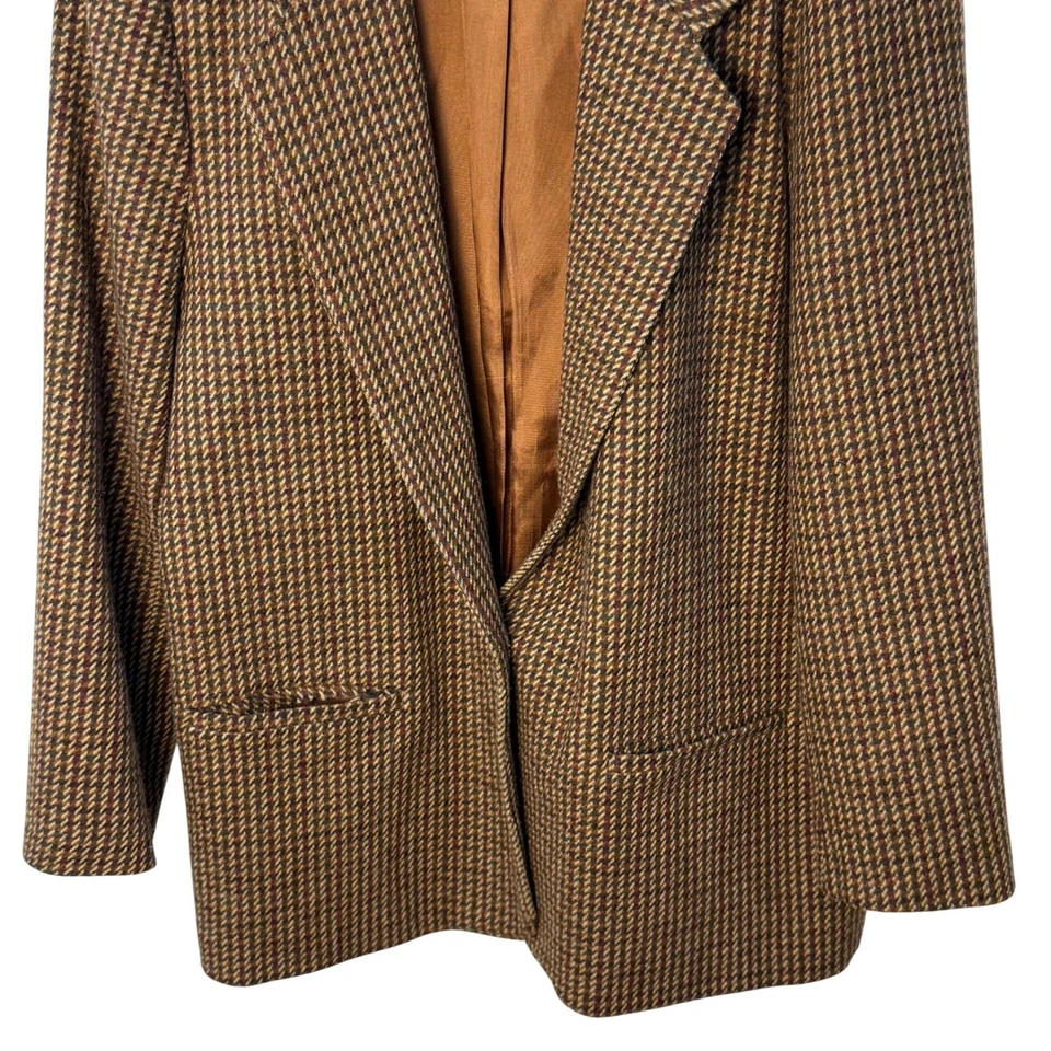 Blazer de Lana Pata de Gallo Alfred Dunner De Colección Marrón Tweed Negocios Informal Talla 16 Foto 3 de 4