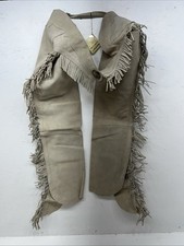 New Tan Equi-Grip Show Chaps With Fringe Adjustable Waist 42  L-32
