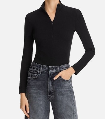 Rosetta Getty Women's Black Zip Up Turtleneck Top Size XS