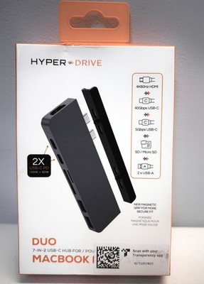 HyperDrive Duo 7-in-2 USB-C Hub for MacBook Pro/Air, HDMI 4K60Hz HDR, Space Gray