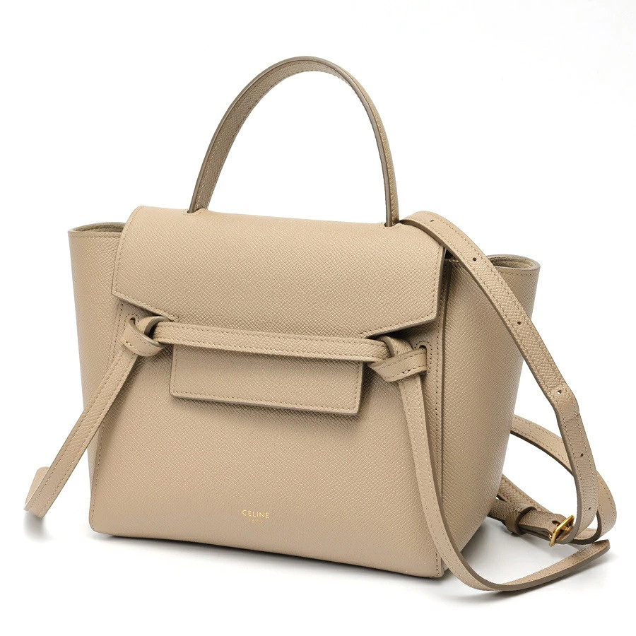 CELINE Belt Bag Nano 189003ZVA.18LT Grained Calfskin Light Taupe #068