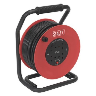 Sealey 50m Schwerlast Kabeltrommel mit Thermoauslösung 4 x 230V CR25025