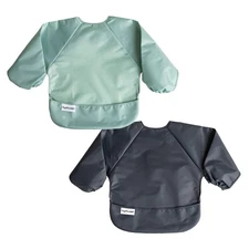 Twinkle 2 Pack Long Sleeve Bibs for Babies 6-24M Waterproof Sage