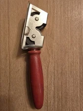 Vintage EVERSHARP Metal Knife Cutlery Sharpener w/ Red Wood Handle