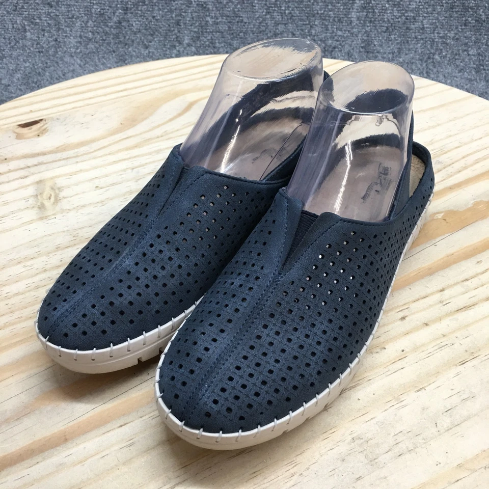 Easy Street Slingback Sandals Womens 7.5M Blue Faux Leather Perforated Sofresh - Image 3 of 4