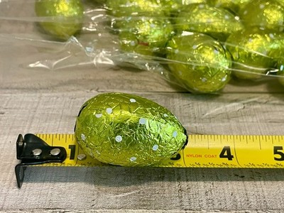 2'' Light Green with Polka Dots Foil Wrapped Hollow Milk Chocolate - 32 Pieces