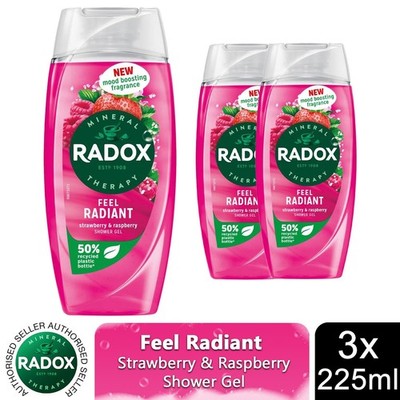 Radox Feel Radiant Duschgel mit Erdbeer- und Himbeerduft, 225 ml