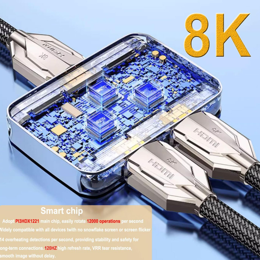 8K HDMI Switch Splitter 2 In 1 Out Bidirectional 4K@120Hz HDMI 2.1 Switcher GOLD