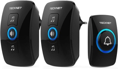 TECKNET Funkklingel, Kabellose Türklingel Funk Set, IP65 Aussen Wasserdicht 