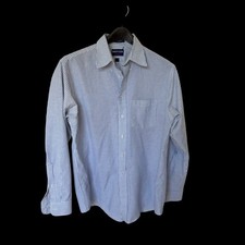 Arrow Dover Oxford Shirt 16-34/35 Blue White Striped Long Sleeve Button Down