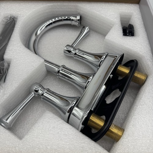 Time Arrow Zweigriff Mittelgarnitur Badezimmer Wasserhahn Chrom polierte Oberfläche Neu im Karton - Bild 5 von 13