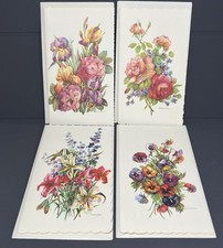 4 Different Vintage Blank Note Cards with Envelopes Floral Theme Printed in USA