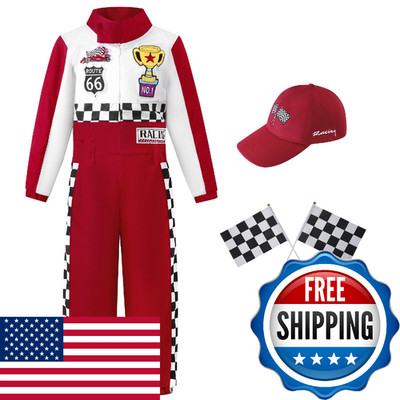 Kosgraiy Race Car Driver Costume Kidboy And Girl Racer Jumpsuit Peaked