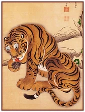 Japanese Tiger by Asian Ito Jakuchu Counted Cross Stitch Pattern