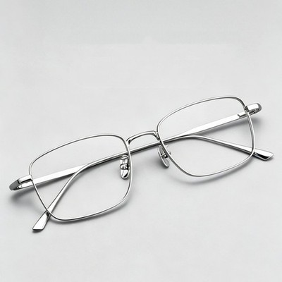 Ultra Light Pure Titanium Square Eyeglasses Frame Simple Retro Unisex Eyewear