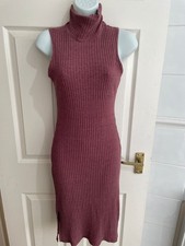 Select Womens UK Size 6 Purple Sleeveless Knee Length Bodycon Dress (EX COND)