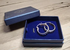 Vintage Sterling Silver Mexico Cresent Moon Hoop Earrings 925