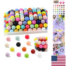 150PCS Silicone Beads - 15mm Round in 30 Vibrant Colors for DIY Crafts