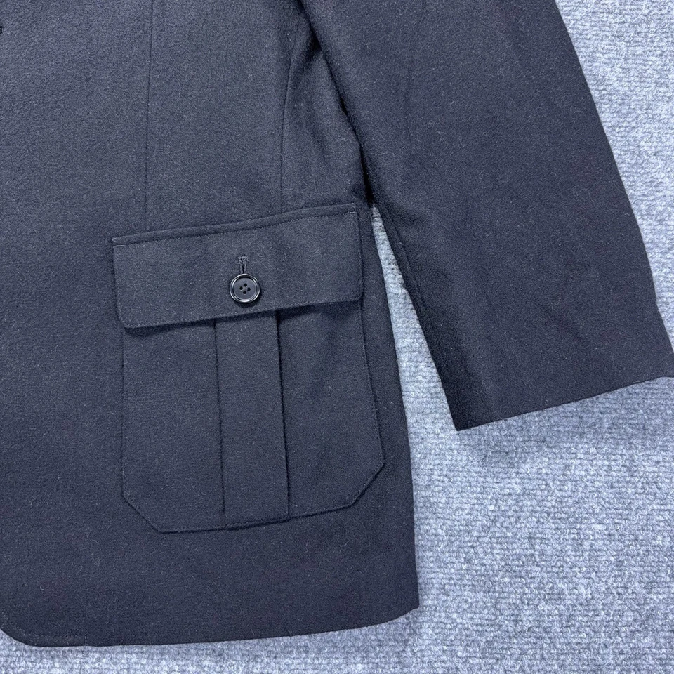 Calvin Klein Jacket Mens 40 R Medium Black Wool Military Style Coat Epaulette - Image 4 of 4