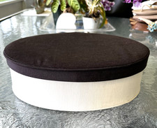 Vintage Oval Hat Storage Box w/Padded Lid Fabric Covered 11" x 9" x 3.5"