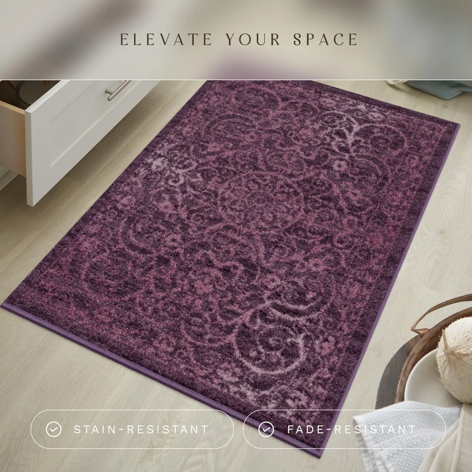 Transitional Washable Non-Slip Area Rug 2'6 x 3'10 for Entryway, Kitchen, Bath - Image 2 of 4