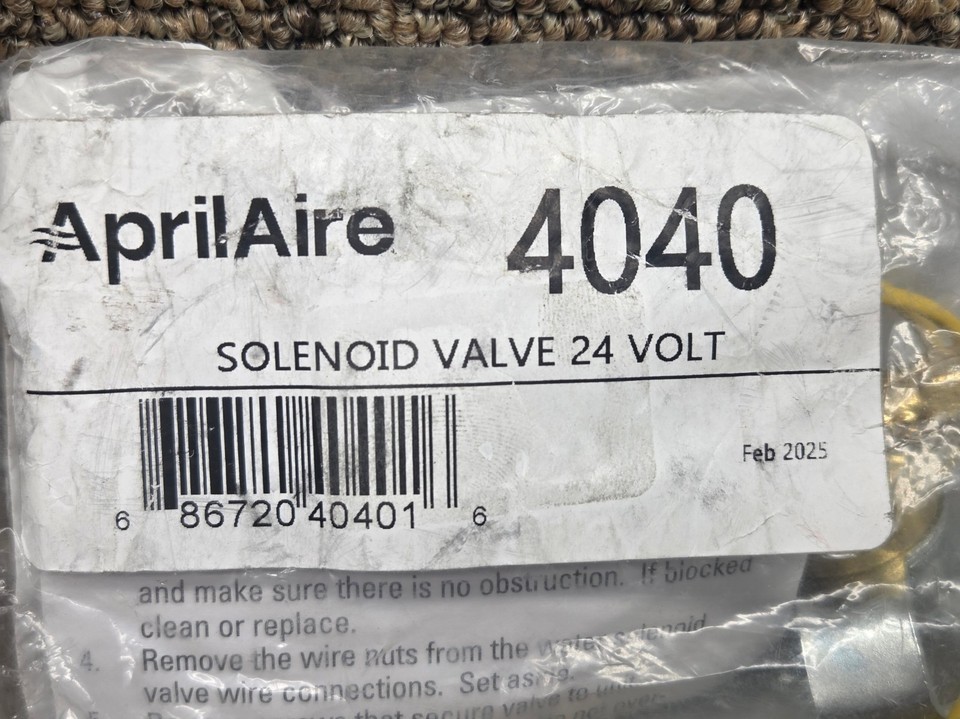 4040 Solenoid Valve 24V Water Valve Fits AprilAire 400/500/600 ...