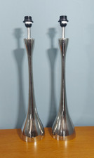 Pair of Large Table Lamps by Coach House - Tall Waisted Chrome - Free Postage