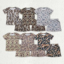 Toddler Boys Hunting Camouflage Short Sleeve Top With Shorts Outfit Sibling Wear