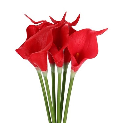 6 Stück 13 Zoll Kunst-Calla-Lilien für Fake Flowers, Rot/Gelb