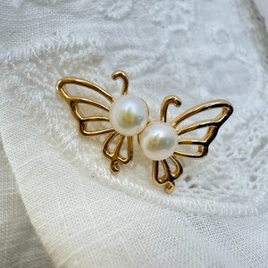 Authentic Natural Freshwater Pearl Earrings 14K Gold Plated Butterfly Handmade Stud Gift