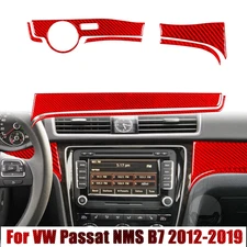 Red Carbon Fiber Dashboard Set Trim For VW Passat NMS B7 2012-19 7PCS